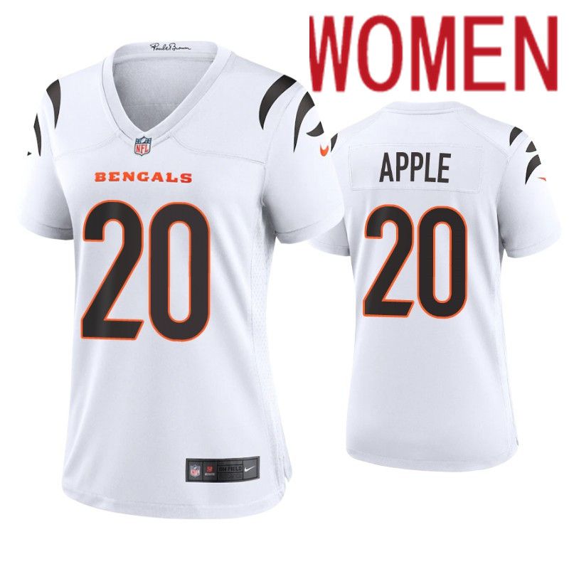 Women Cincinnati Bengals #20 Eli Apple Nike White Game NFL Jersey->women nfl jersey->Women Jersey